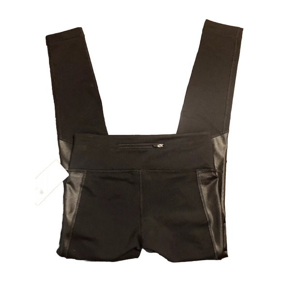 Champion leggings Black faux leather Stretch Mesh size small Moto Athletic NWT - Picture 5 of 11